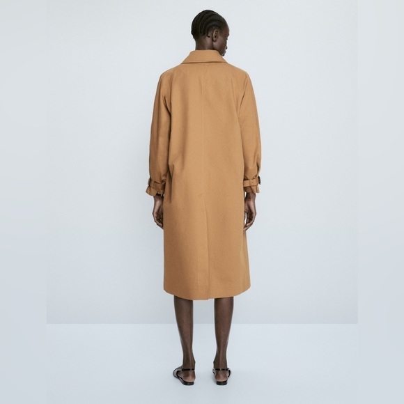 NWT Massimo Dutti Cotton and Linen Blend Trench Jacket in Camel size small - Picture 3 of 9